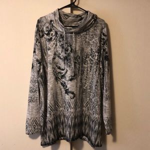 Plus size cowl neck, long sleeved tunic